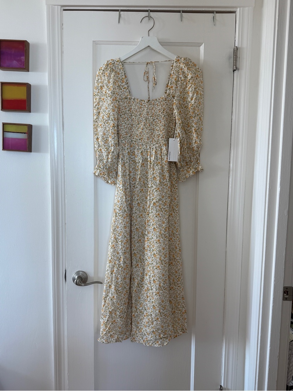 NWT Reformation Cream and Yellow Floral Maxi Dress